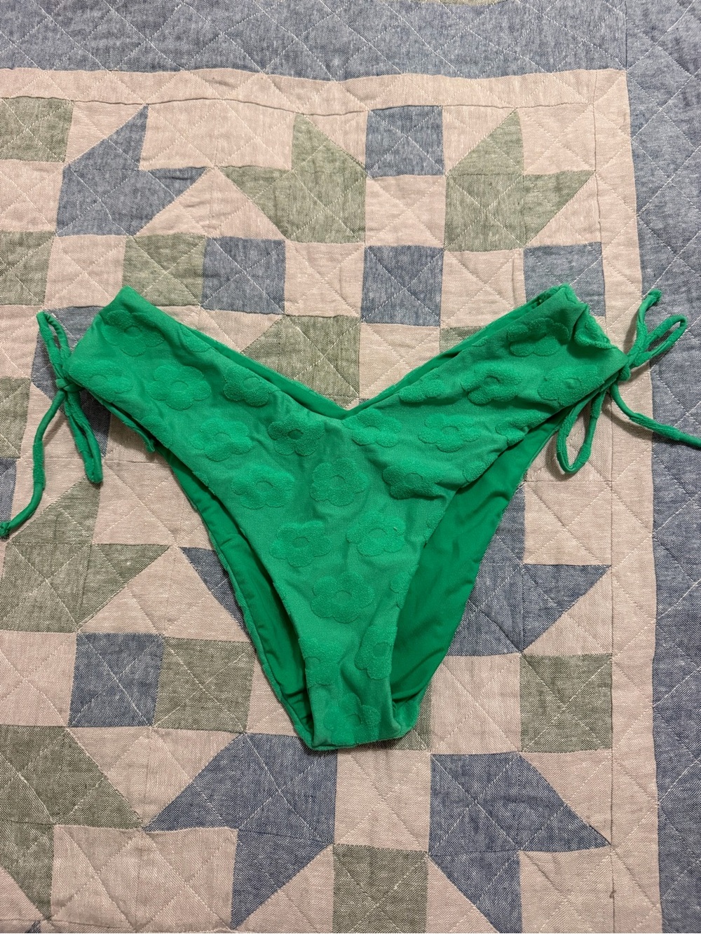 Hurley Bright Green Textured Tie-Side Bikini Bottom